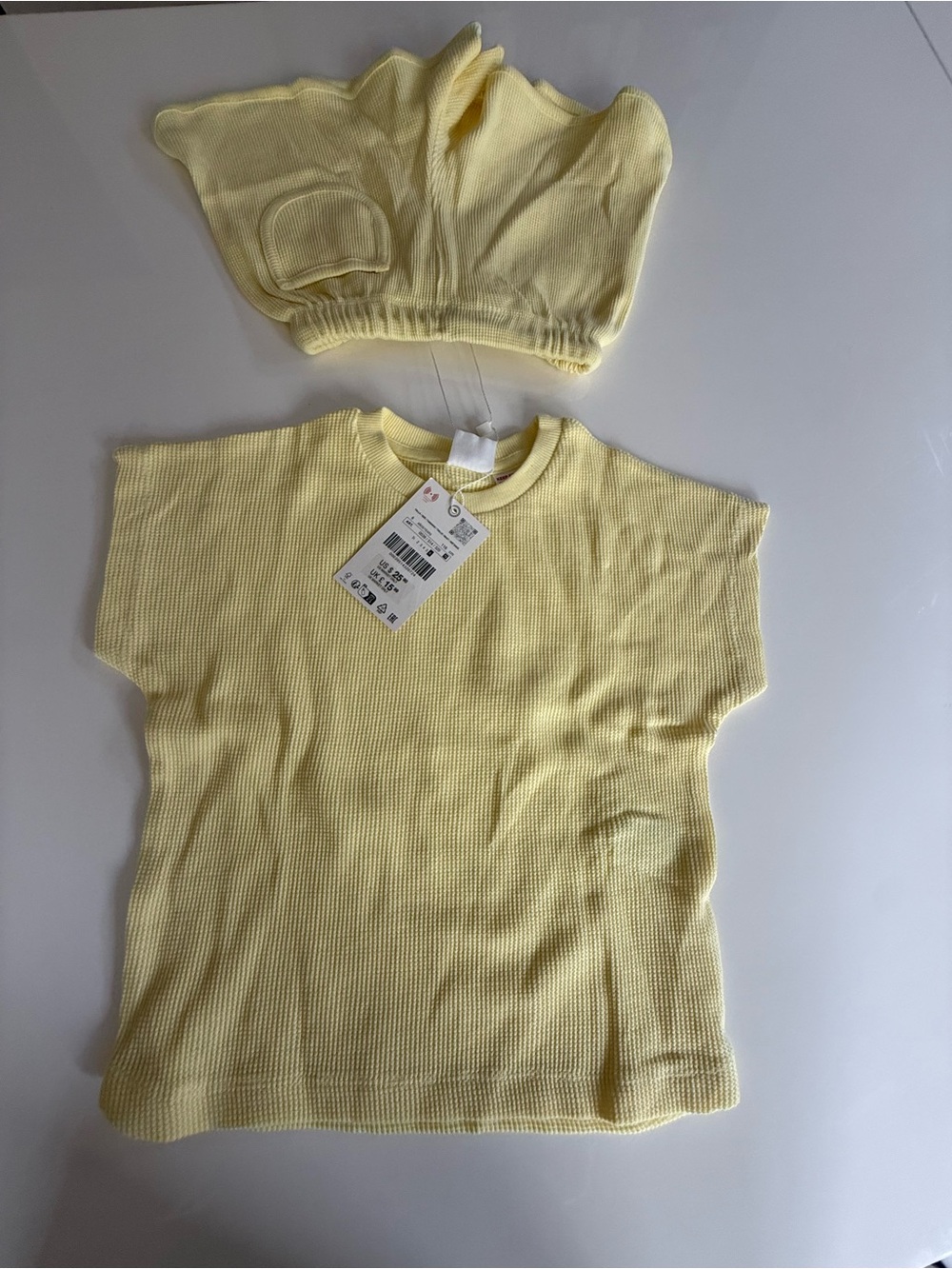 NWT Zara Kids Pastel Yellow Ribbed Tee & Shorts Set - Picture 5 of 6